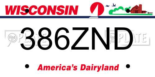 386ZND Wisconsin License Plate