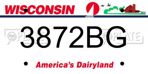 3872BG Wisconsin License Plate
