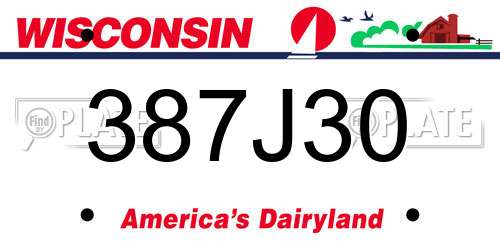 387J30 Wisconsin License Plate