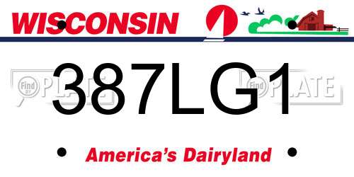 387LG1 Wisconsin License Plate