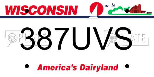 387UVS Wisconsin License Plate