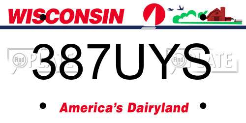 387UYS Wisconsin License Plate