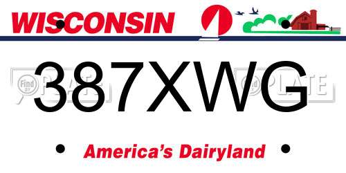 387XWG Wisconsin License Plate