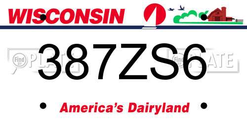 387ZS6 Wisconsin License Plate