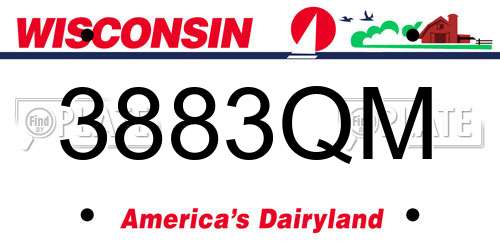 3883QM Wisconsin License Plate