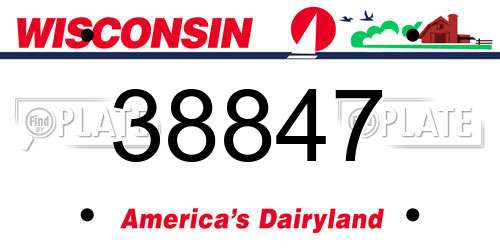 38847 Wisconsin License Plate