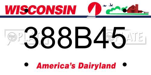 388B45 Wisconsin License Plate