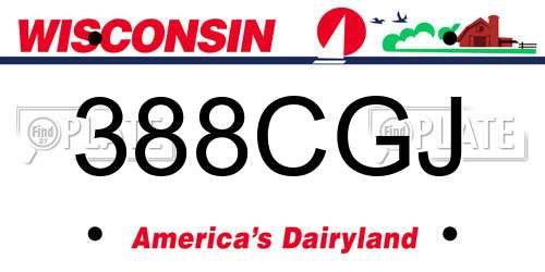 388CGJ Wisconsin License Plate