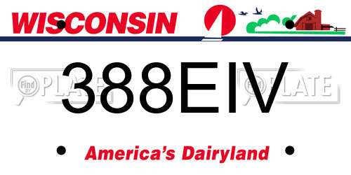 388EIV Wisconsin License Plate