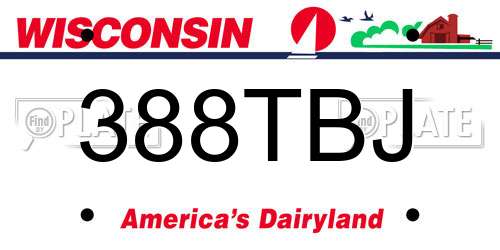 388TBJ Wisconsin License Plate