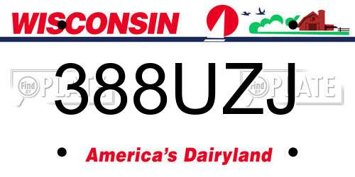 388UZJ Wisconsin License Plate
