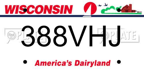 388VHJ Wisconsin License Plate