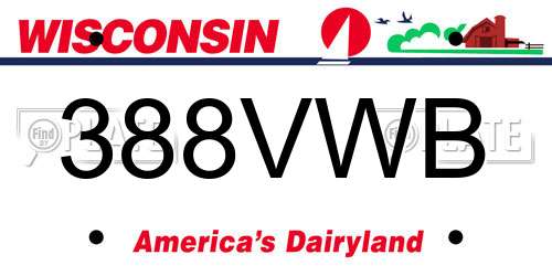 388VWB Wisconsin License Plate