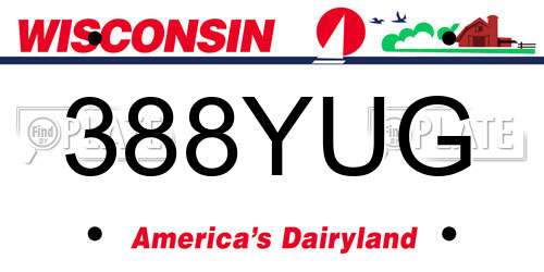 388YUG Wisconsin License Plate