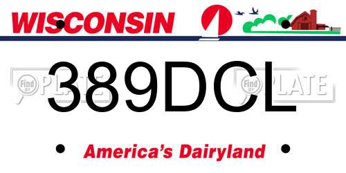 389DCL Wisconsin License Plate