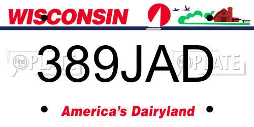 389JAD Wisconsin License Plate