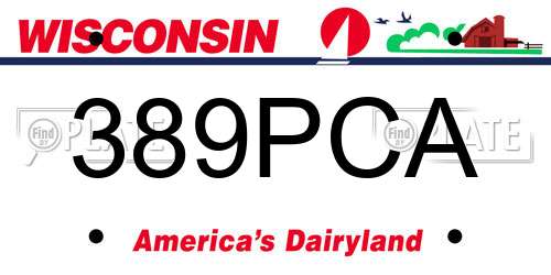 389PCA Wisconsin License Plate