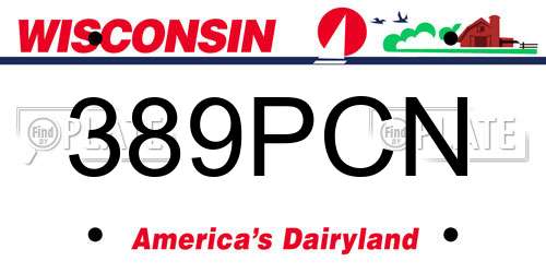 389PCN Wisconsin License Plate