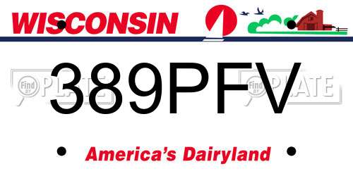 389PFV Wisconsin License Plate