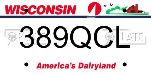 389QCL Wisconsin License Plate