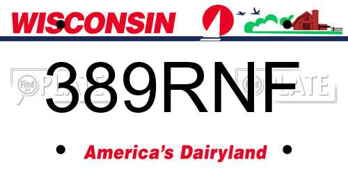 389RNF Wisconsin License Plate
