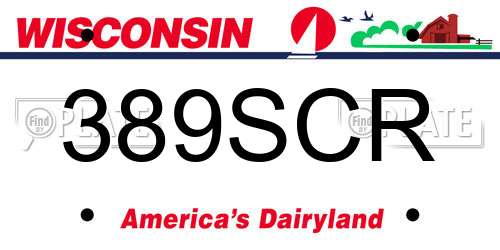 389SCR Wisconsin License Plate
