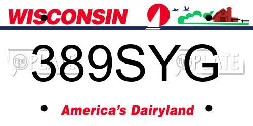 389SYG Wisconsin License Plate