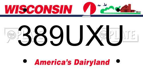 389UXU Wisconsin License Plate