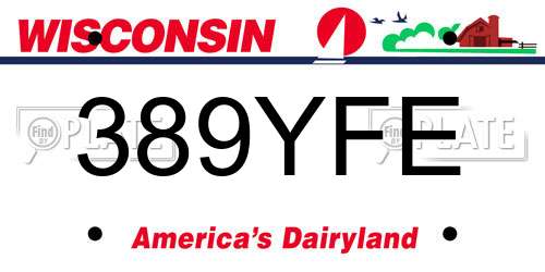 389YFE Wisconsin License Plate