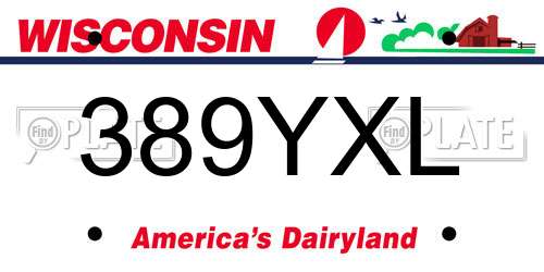 389YXL Wisconsin License Plate