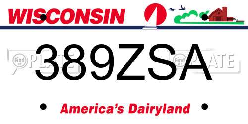 389ZSA Wisconsin License Plate