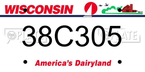 38C305 Wisconsin License Plate