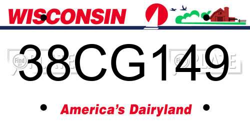 38CG149 Wisconsin License Plate