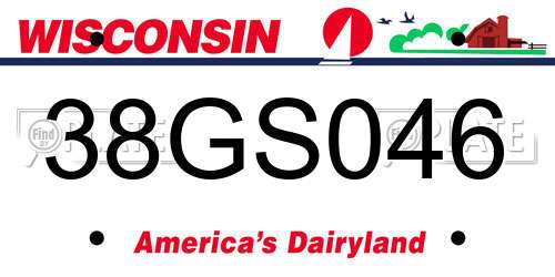 38GS046 Wisconsin License Plate
