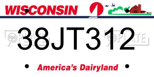 38JT312 Wisconsin License Plate