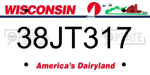 38JT317 Wisconsin License Plate