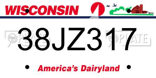 38JZ317 Wisconsin License Plate