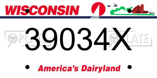 39034X Wisconsin License Plate