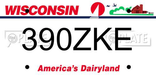 390ZKE Wisconsin License Plate