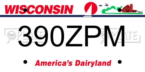 390ZPM Wisconsin License Plate