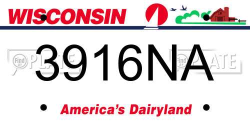 3916NA Wisconsin License Plate