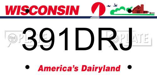391DRJ Wisconsin License Plate