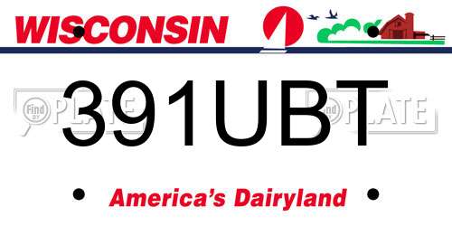 391UBT Wisconsin License Plate