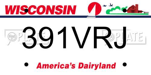 391VRJ Wisconsin License Plate