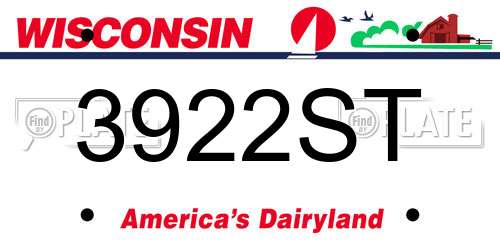 3922ST Wisconsin License Plate