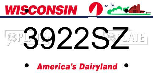 3922SZ Wisconsin License Plate