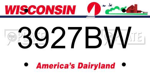 3927BW Wisconsin License Plate