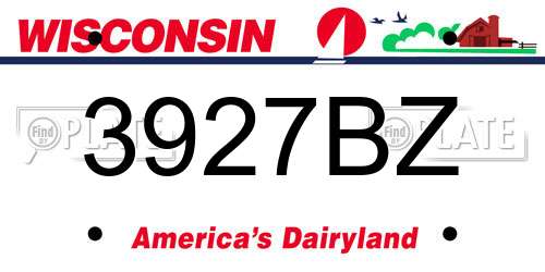 3927BZ Wisconsin License Plate