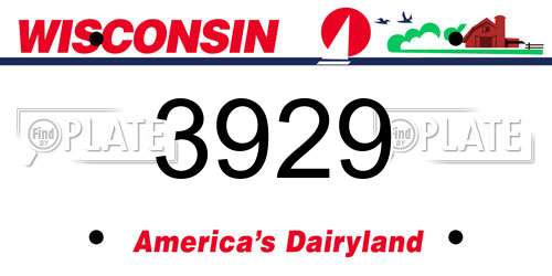 3929 Wisconsin License Plate