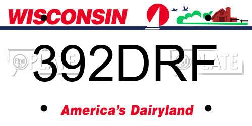 392DRF Wisconsin License Plate